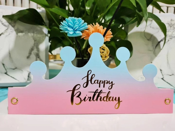 Set 10 mũ sinh nhật hình vương miện-HỒNG XANH.