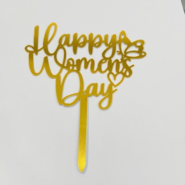 Set 10 mica Happy women's day gắn cánh bướm-VÀNG.