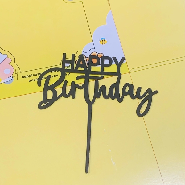 Set 10 mica HPBD (gạch chân dưới chữ happy)-ĐEN.