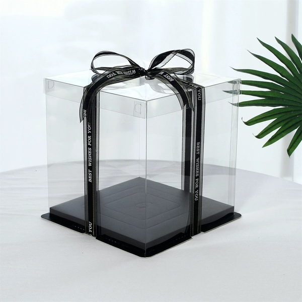 Hộp mica trong (ĐẾN ĐEN, NẮP TRONG) - 26x26x18cm.