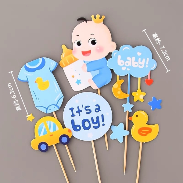 CAM-Combo 2 set giấy em bé trai bình sữa ô tô gà-XANH.