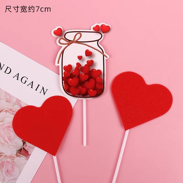 Combo 2 set giấy Bình thuỷ tinh đựng trái tim và trái tim đỏ.