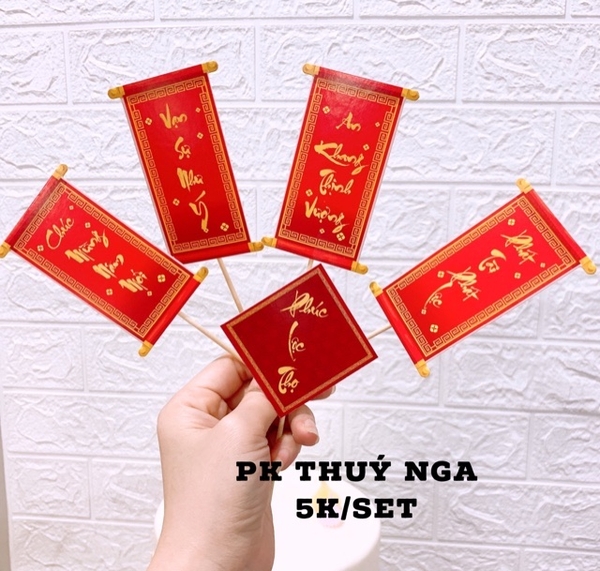 CAM-Set tết 5 bảng chữ câu đối chúc mừng năm mới.