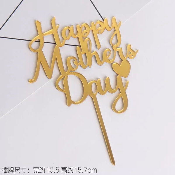Set 10 mica Happy Mother's day tim -VÀNG.