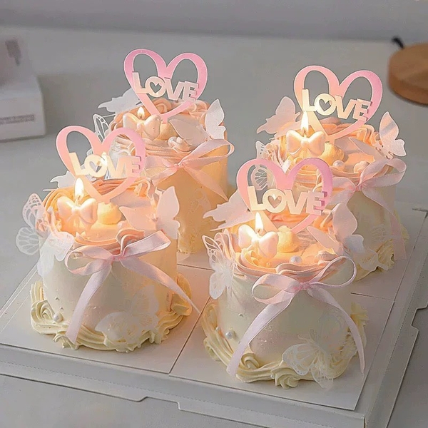 Set 10 mica LOVE TIM 2 lớp HỒNG TRẮNG.