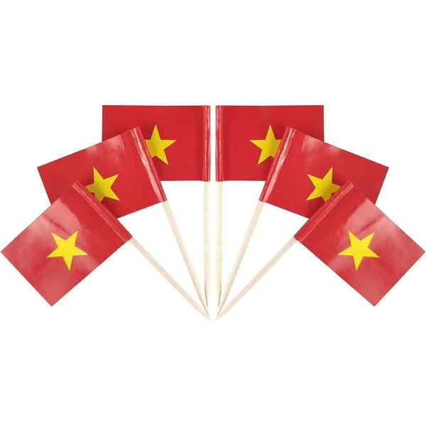 Set 50 cờ đỏ sao vàng (kt 4x6cm) giấy decal in 2 mặt.