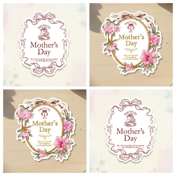 Set 60 bảng giấy hoạ tiết hoa hình OVAL mix 2 mẫu -  HAPPY MOTHER'S DAY.