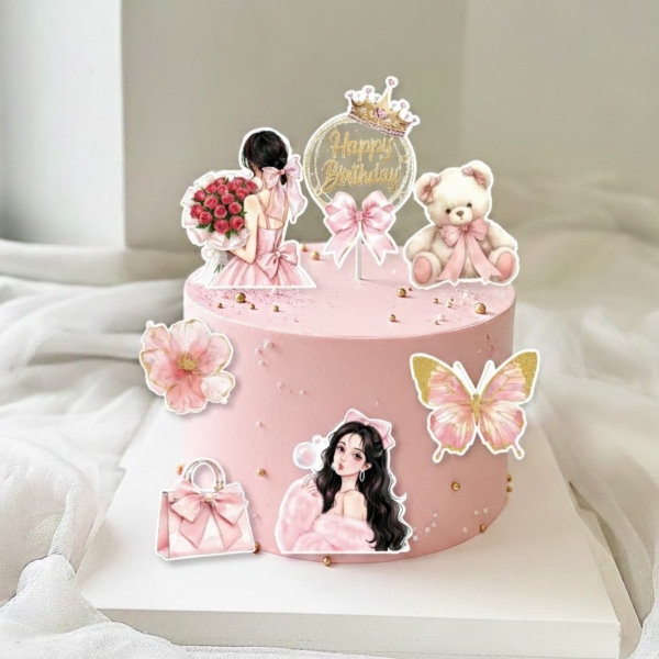 10 set giấy -cô gái màu hồng và gấu bông (SX).