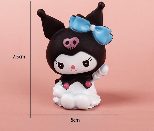 Tượng Mèo KUROMI nhựa màu tím (cài nơ xanh).