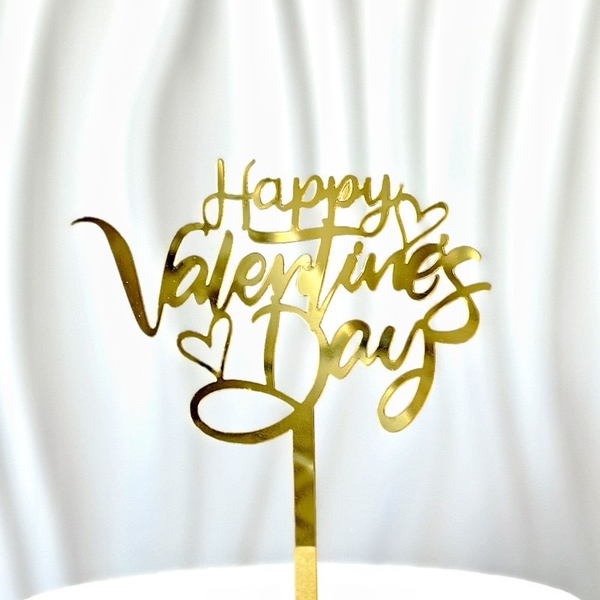 set 10 mica Happy Valentine gắn tim -MÀU VÀNG.