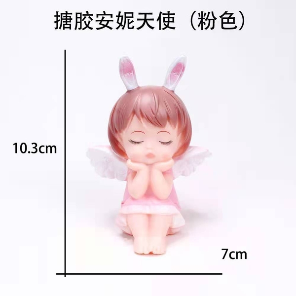 Em bé thiên thần có cánh-tóc hồng-NHỰA MỀM.