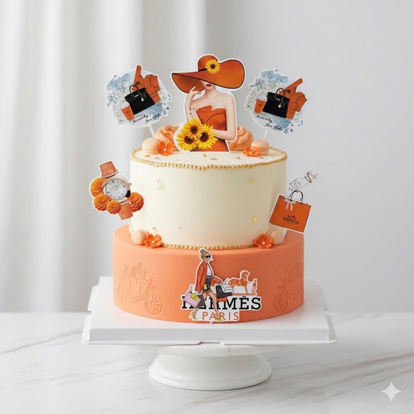 Combo 2 set giấy - cô gái Hermes màu cam.