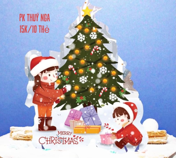 CAM-Set 10 cây cắm em bé và cây thông noel.