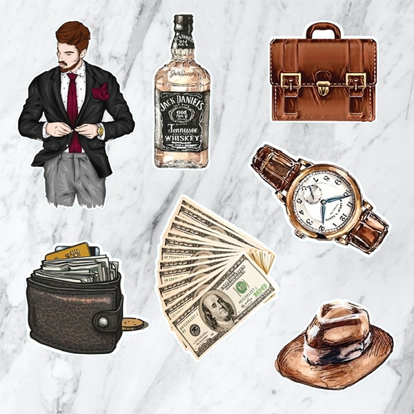 Combo 2 set chàng trai-ví-mũ-đồng hồ-tiền đô.