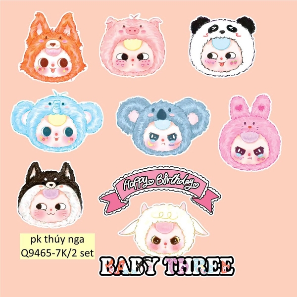 Combo 2 set giấy -BABY THREE (mẫu 3-mặt nhân vật và chữ HPDB cong)9465.