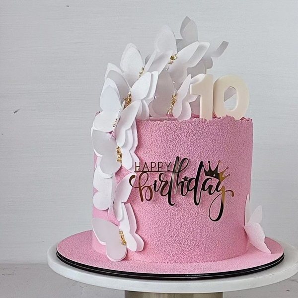 Set 10 mica HPBD gắn vương miện ở chữ y cuối -MÀU VÀNG.