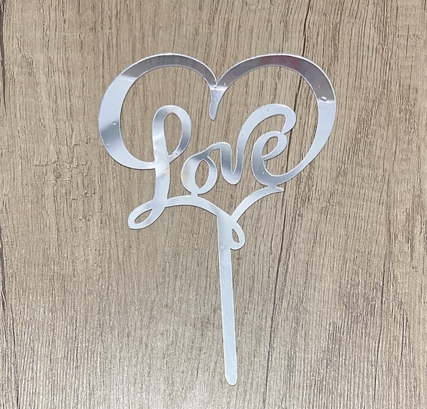 Set 10 mica Love xoắn trái tim-BẠC.treo