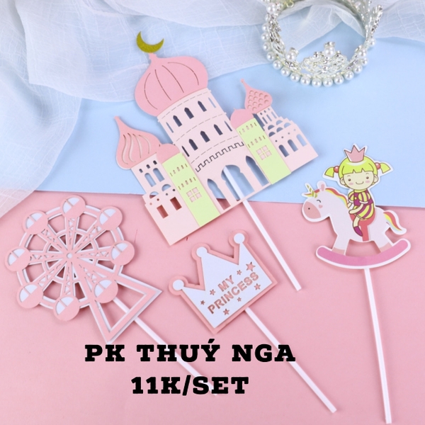 CAM-Set que cắm lâu đài công chúa cưỡi ngựa hồng.X02