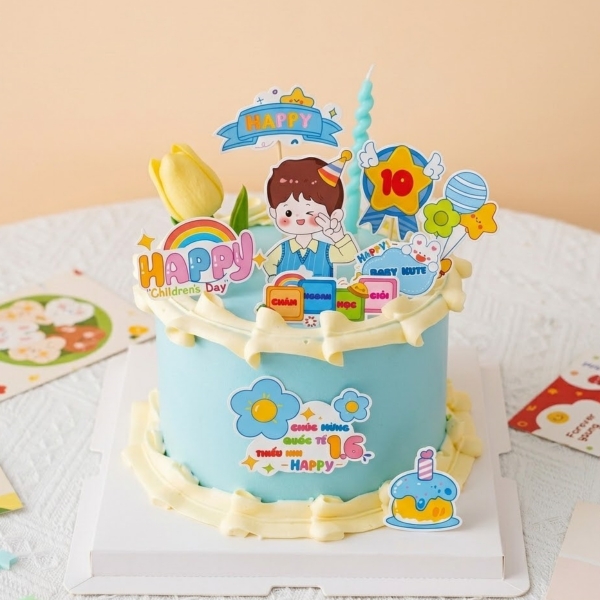 Combo 2 set giấy -bé trai nháy mắt + bánh sinh nhật+ điểm 10.