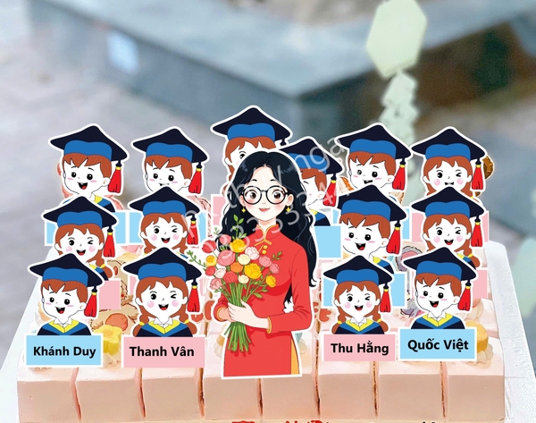 Set 40 thẻ giấy -CÔ GIÁO mix 4 mẫu (áo dài)9830.