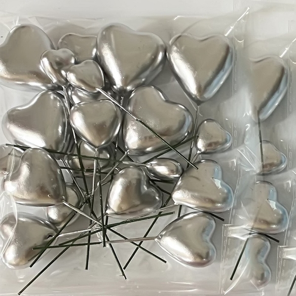 Set 20 trái tim xốp (kt 2.5-3-4-5cm)-BẠC.