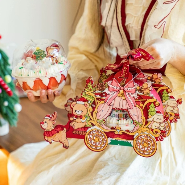 Set 5 hộp cầu NOEL -hình xe kéo tuần lộc.