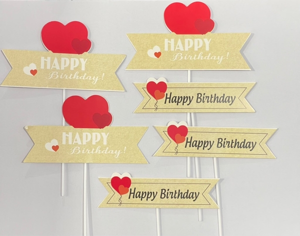 Set 6 chữ HPBD gắn trái tim đỏ giấy TN (màu nâu NHẠT).