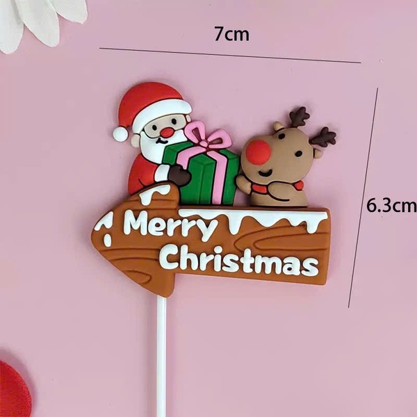 Bảng cắm nhựa dẻo: chữ X-Mas +ông già noel + tuần lộc.