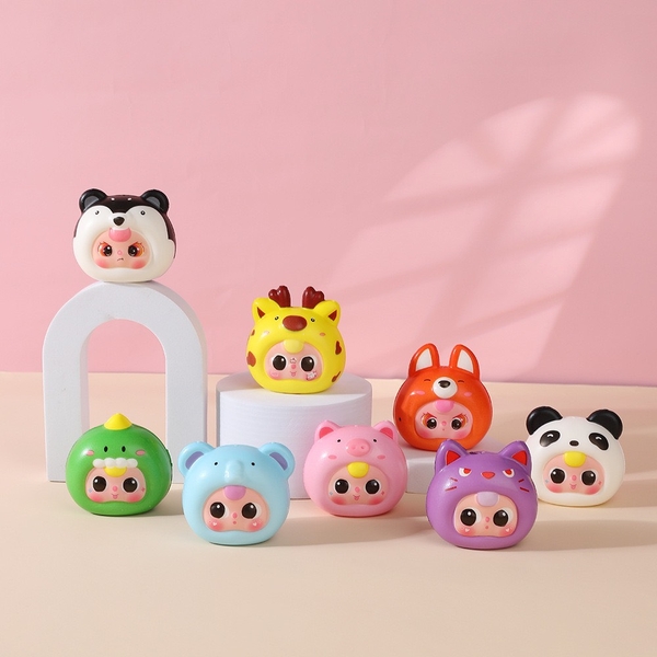 Set 3 tượng nhựa cao su mềm BABY THREE mix màu (dạng mặt MẮT TO).