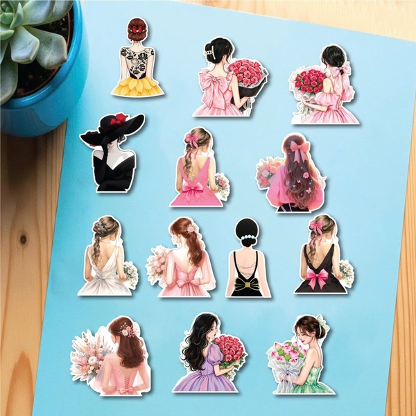 Set 65 thẻ giấy cô gái quay lưng.