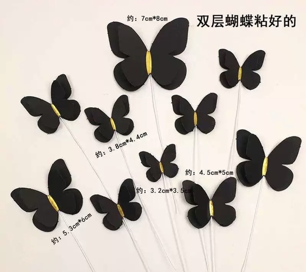Set 10 bướm giấy 2 lớp -ĐEN.