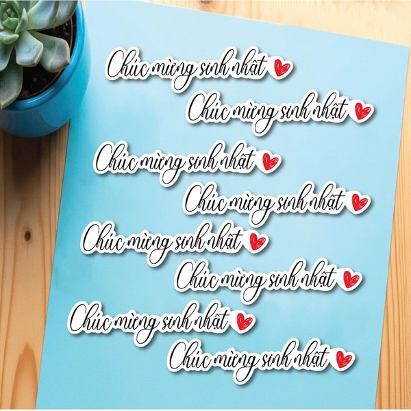 Set 80 chữ giấy -chúc mừng sinh nhật và trái tim đỏ (kt 12cm).
