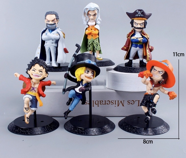 Set 6 tượng nhân vật nhựa đặc đảo hải tặc one piece.