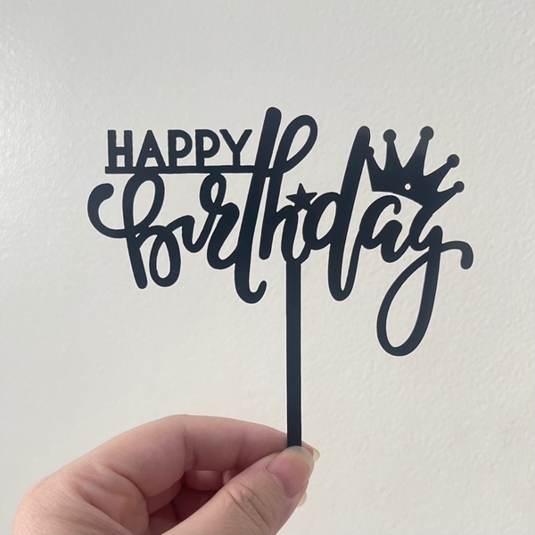 Set 10 mica HPBD gắn vương miện ở chữ y cuối -MÀU ĐEN.