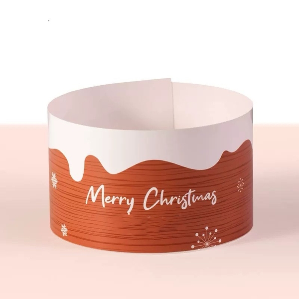 Set 10 thành bánh giấy chủ đề NOEL 10cmx55cm - màu trắng mix viền nâu gỗ.