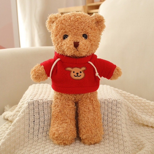 Gấu bông NÂU-áo ĐỎ kt 30cm.