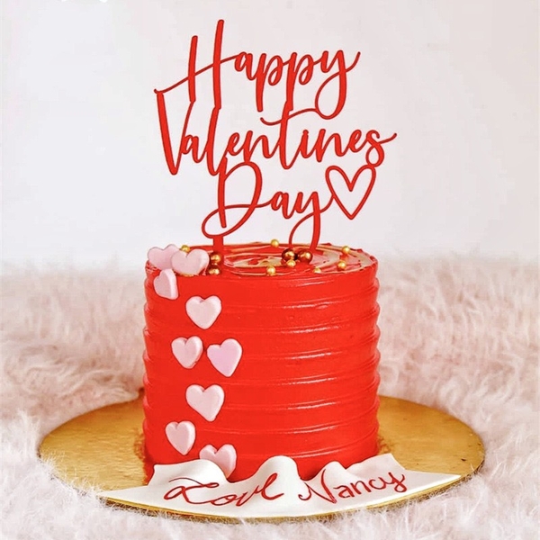 Set 10 mica Happy Valentine (chữ mảnh-ĐỎ.