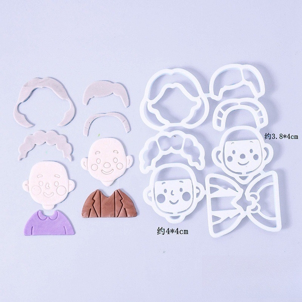 Set khuôn nhấn 7 chi tiết Ông - Bà + mặt + tóc.
