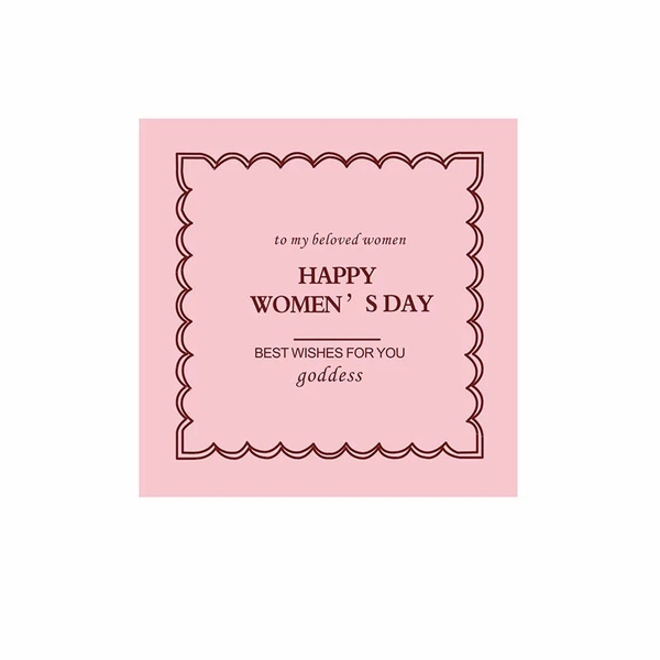 Set 50 bảng giấy vuông HAPPY WOMEN'S DAY kt 8cmx8cm-MÀU HỒNG.