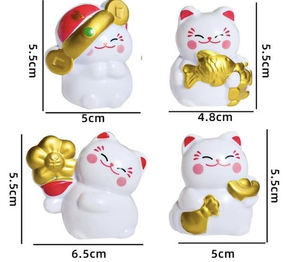Set 4 mèo thần tài nhựa cứng