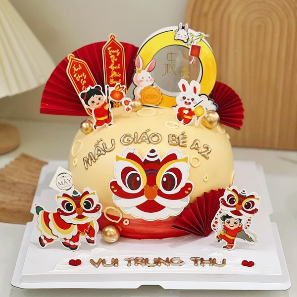 Combo 2 set giấy trung thu - múa lân (bé múa lân và câu đối) MẪU 6.