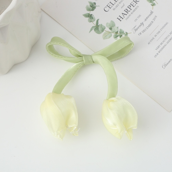 Nơ lụa hoa tuylip (kích thước to -45cm)-VÀNG.