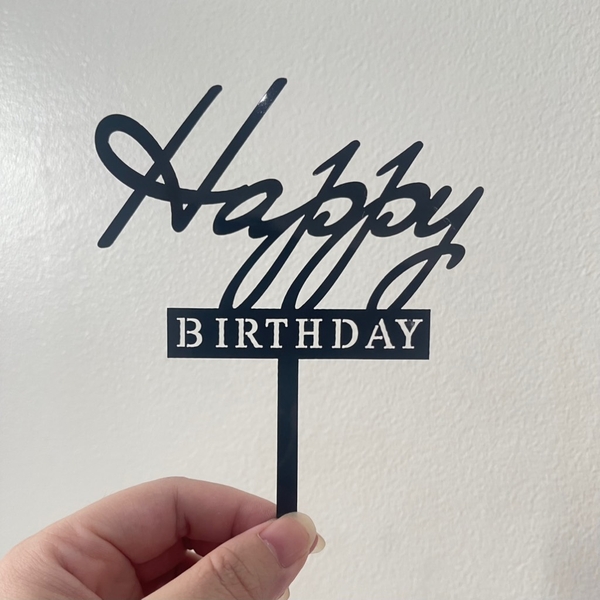 Set 10 mica HPBD chữ kiểu (chữ BIRTHAY chữ in hoa)-MÀU ĐEN.