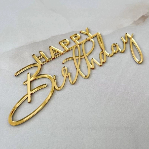 Set 10 mica HPBD (gạch chân dưới chữ happy)-Vàng.
