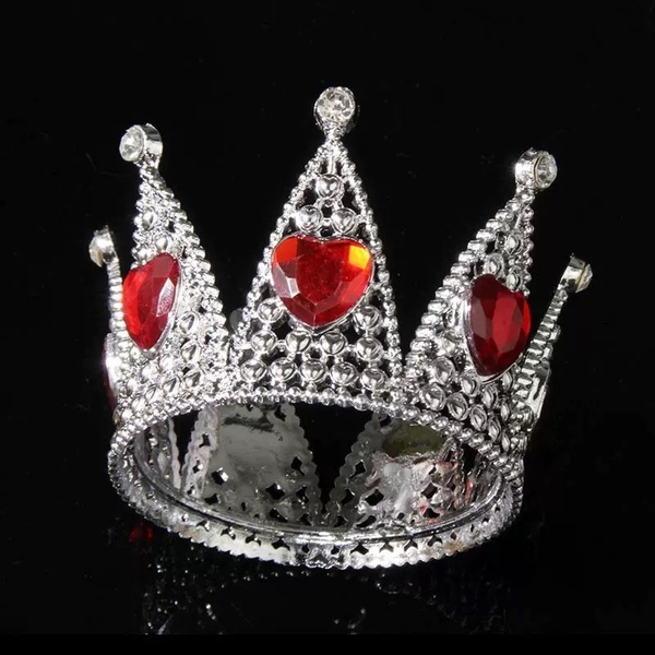 Vương miện 7 cánh mẫu mới đk 7.6cm-MÀU BẠC gắn đá ĐỎ.
