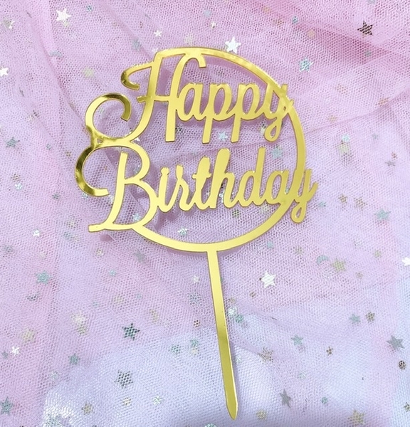 Set 10 mica HPBD nửa hình tròn - vàng.