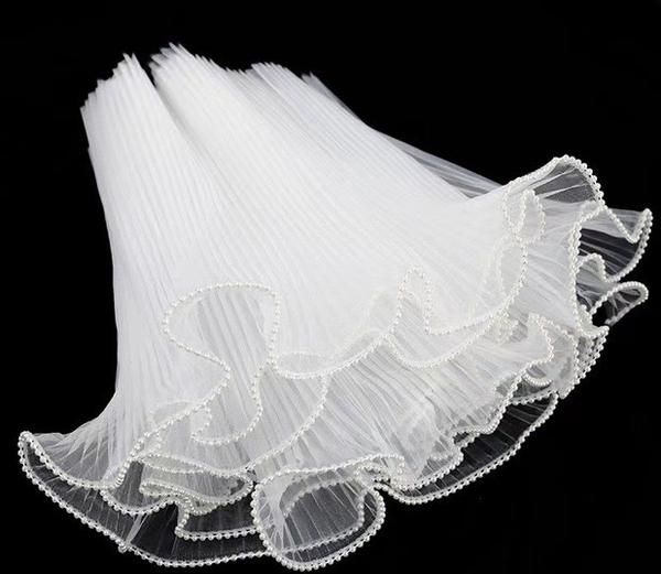 Voan thành bánh ngọc trai KHÔNG ĐÈN (kt 14cm x 200cm)-TRẮNG.