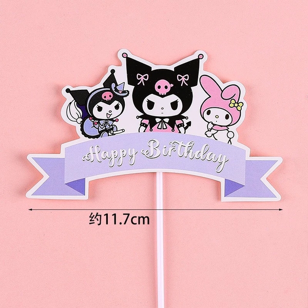 Set 8 cây cắm HPBD chủ đề Kuromi mix 2 mẫu.