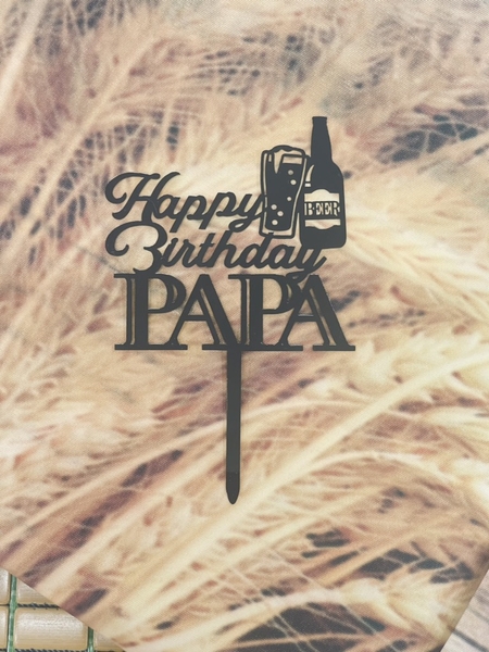 Set 10 mica HPBD PAPA gắn chai rượu-màu ĐEN.