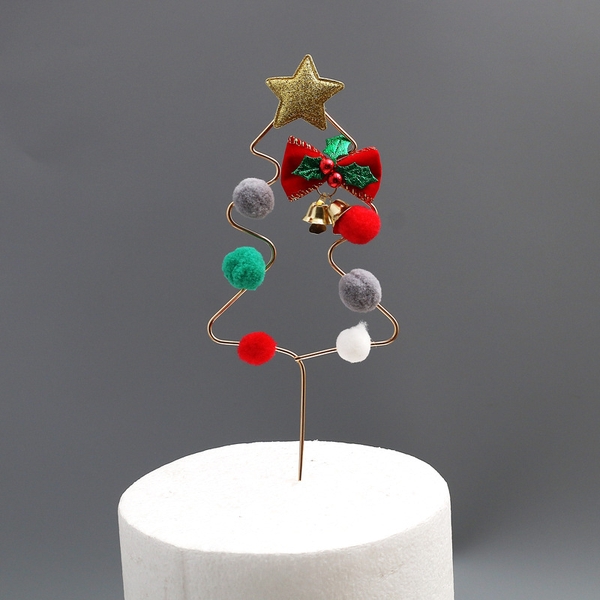 Cây thông Noel sắt gắn quả bông-Sao vàng.